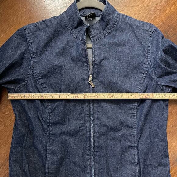 Eileen Fisher Denim Bomber Jacket Full Zip Casual Chic Western Boho Sz Small - Picture 5 of 6